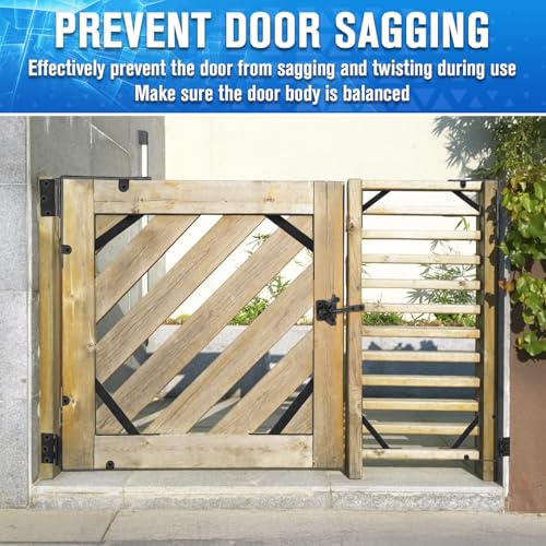Anti Sag Gate Kit - Gate Hardware Kit - Fence Gate Kit Heavy Duty Gate Frame Kit, Adjustable Gate Corner Brace Bracket with Self-Locking Gate Latch for Wooden Fences, Shed Doors