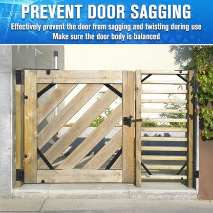 Anti Sag Gate Kit - Gate Hardware Kit - Fence Gate Kit Heavy Duty Gate Frame Kit, Adjustable Gate Corner Brace Bracket with Self-Locking Gate Latch for Wooden Fences, Shed Doors