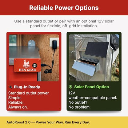 HenGear AutoRoost, Automatic Chicken Coop Door, Auto Chicken Roost Bar Opener with Timer Function, Plug-in Operation for Reliable Morning Access, Easy Setup, Auto Opener, Chicken Coop Accessories