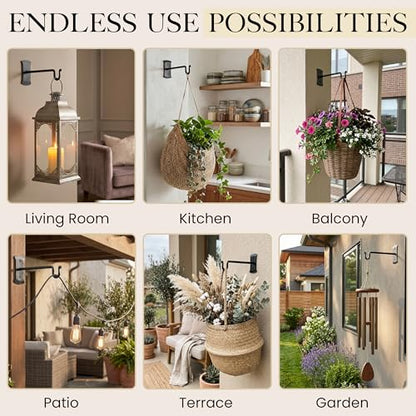 RTZEN Plant Hangers Outdoor or Indoor - Wrought Iron Metal Hanger Indoor Hook - Heavy Duty Wall Bracket Hooks for Hanging Plants Baskets Lanterns Bird Feeders - 2 Pack (Black Shepherds Hooks 7.5") - size: 7.5 Inch, style: Shepherds Hooks
