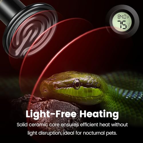 REPTITRIP Dual Reptile Light Fixture with 100W Daytime Heat Bulb & 100W Nighttime Ceramic Heat Emitter, 2 Independent Switches, Reptile Heat Lamp Combo Pack - No UVB - size: ST1