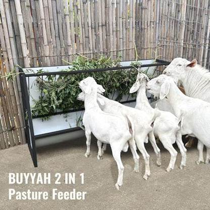 5 Ft Pasture Hay Feeder Black, Heavy Duty Galvanized Steel Livestock Hay Feeder, Outdoor Pasture Feeder for Sheep, Goats, Pony and Miniature Horses