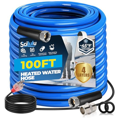 100FT Heated Water Hose for RV, Freeze Protection to -45°F, Lead-Free & BPA-Free, Safe Hose for Campers, Gardening, Livestock, Home Use - size: 100ft