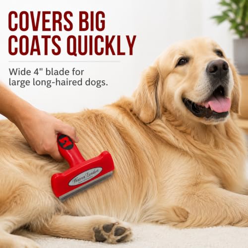 Warren London Deshedding Brush for Large Long Hair Dogs, 4 Inch - size: Long Hair | Large