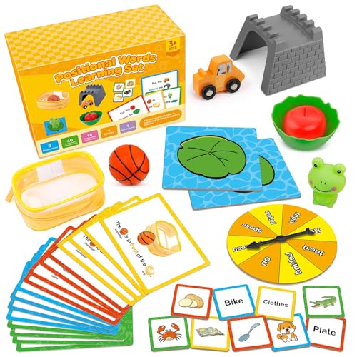 Broytain Positional Word Learning Set, Toddler Board Games, Manipulatives Match Games, Educational Games for Kids Ages 4+, STEM Learning Activities, Fine Motor Skills, Speech Therapy Toys - color: Yellow