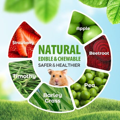 TEEWY Guinea Pig Chew Toys, Natural Vegetables and Timothy Grass, Hamster Chew Toys, Prevents Excessive Tooth Growth in Chinchillas, Gerbils, Hamsters, and Rabbits, Fruits & Vegetables Set - style: 3PCS-Fruit & Vegetable