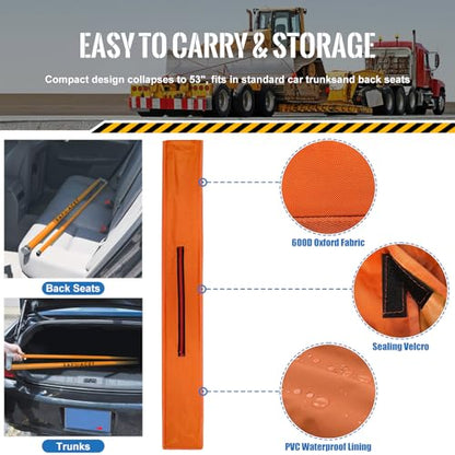 15 ft Height Stick for Semi Trucks, Telesopic Load Height Measuring Sticks with Portable Bag & Folding Cross Pole, Heavy Duty Haul Carrier Essential Tool for Oversize Trailer, Car Haulers