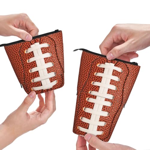 Football Kids Standing Pencil Case Girls Boys Telescopic Stationary Pouch with Zipper Large Capacity Stand up Pen Bag Portable Makeup Holder for Children School Students Office Supplies - color: Football