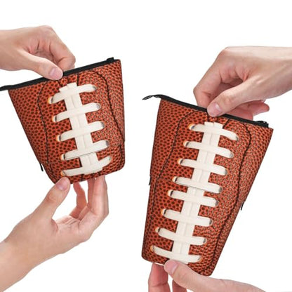 Football Kids Standing Pencil Case Girls Boys Telescopic Stationary Pouch with Zipper Large Capacity Stand up Pen Bag Portable Makeup Holder for Children School Students Office Supplies - color: Football