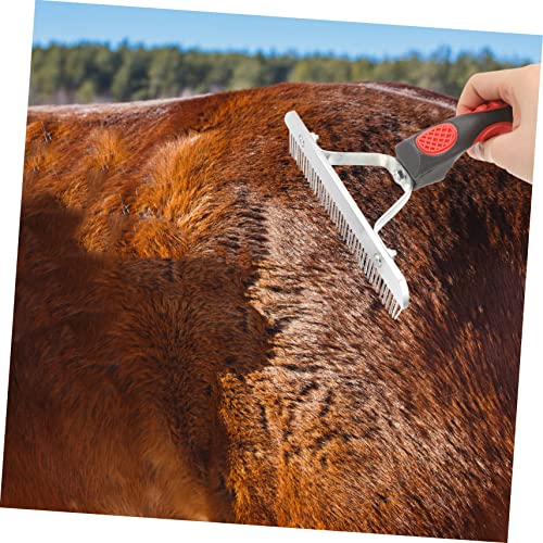 Luxshiny Durable Horse Grooming Rake with Rubber Handle and Teeth Resistant Horse Hair Cleaning Comb for Comfortable Massage and Efficient Pet Hair Removal