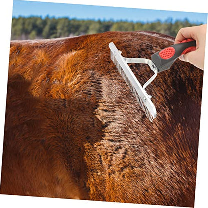 Luxshiny Durable Horse Grooming Rake with Rubber Handle and Teeth Resistant Horse Hair Cleaning Comb for Comfortable Massage and Efficient Pet Hair Removal