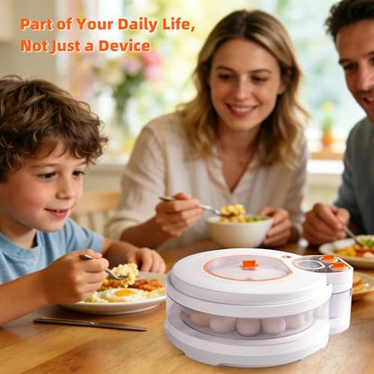 Egg Incubator for Hatching Eggs: Automatic Turner with ±1°F Temperature & Auto Humidity Control - 21-Day Stable Hatching for Chickens - 12-18 Eggs Per Batch - No Assembly