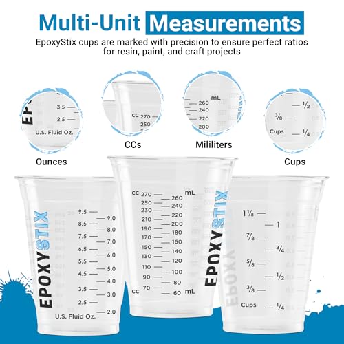 [50 Pack] NEW SIZE 12oz Graduated Mixing Cups - Durable PET, Clear Measurement Markings in oz, mL and cups - For Resin, Paint, Mixing and Crafts - size: Pack of 50