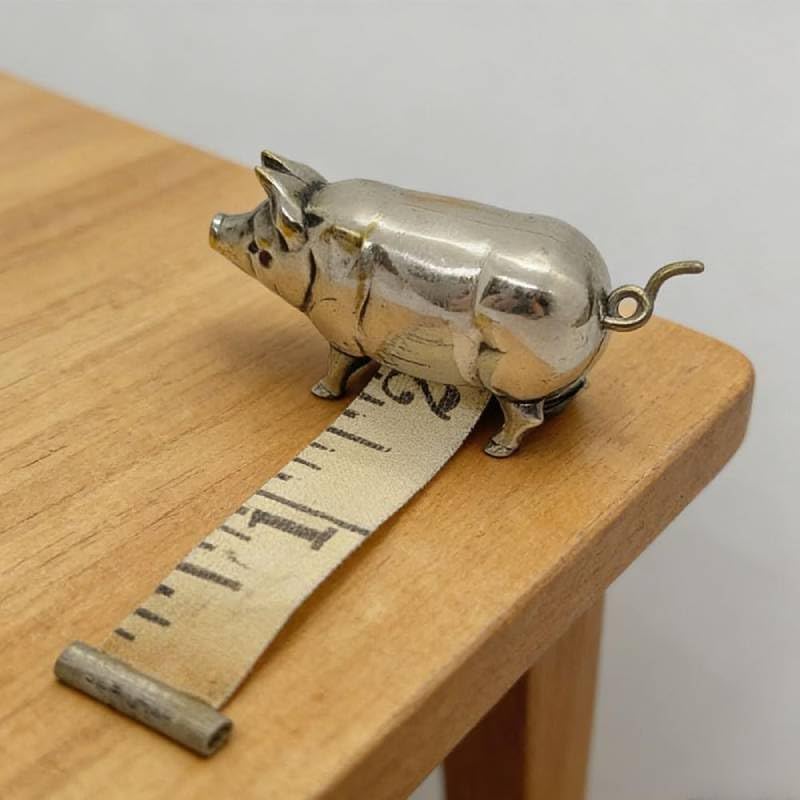 Antique-Inspired Pig Mini Tape Measure – Vintage Brass Metal Pig Retractable Soft Measuring Tape for Home, Office & Crafts,Retractable,Convenient and Unique Gift Idea (1)