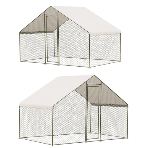 GarveeTech Large Walk-in Chicken Coop with Run, 9.8' x 6.5' Outdoor Chicken Runs for Yard with Cover, Metal Poultry Cage for Chickens, Ducks, Birds - size: 118.1"L x 77.2"W x 78.0"H
