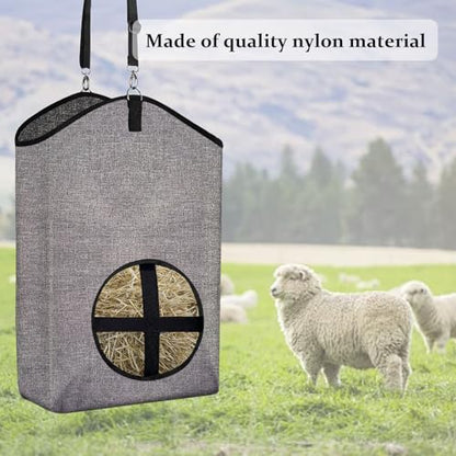 Goat Hay Feeder Bags for Horses, Sheep with Adjustable Open Feed Hole for Slow Feeding-Gery - color: Gery