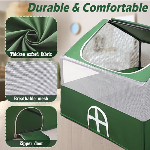 Small Animal Playpen,Rabbit Play Pen, Guinea Pig Cages for Indoor Outdoor,Portable Chicken Coop,Puppy Play Pen with Waterproof Floor for Guinea Pig,Chicken,Hamsters, Hedgehogs,Bunny, Green S - style: small