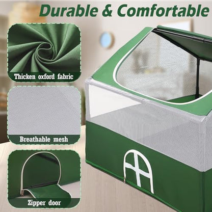 Small Animal Playpen,Rabbit Play Pen, Guinea Pig Cages for Indoor Outdoor,Portable Chicken Coop,Puppy Play Pen with Waterproof Floor for Guinea Pig,Chicken,Hamsters, Hedgehogs,Bunny, Green S - style: small