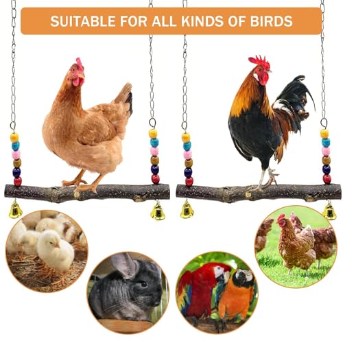 Chicken Bird Swing,Chicken Perch,Natural Wooden Swing Toys,Wood Stand for Chick,Safe and Relief of Stress,Chicken Coop Accessories,Coop Swing for Chicken Bird,Parrot,Hens (A) - color: B-2PCS