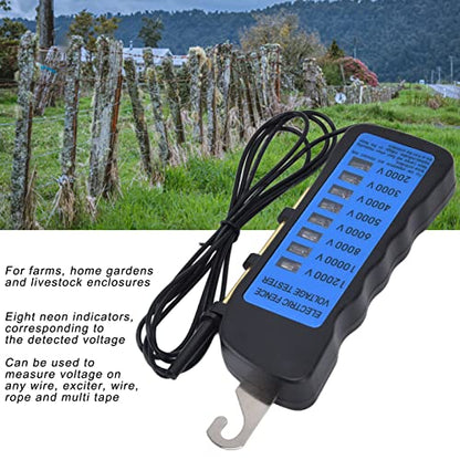 12KV Electric Fence Voltage Tester,2000 to 12000V 8 Neon Indicator Lights Electrical Fence Fault Finder Locator Checker Fence Voltmeter Troubleshooter