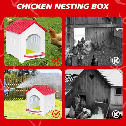 Chicken Nesting Box, Waterproof Plastic Chicken Coop with Washable Nesting Pad, Nesting Box for Hens/Ducks/Rabbits and Poultry - color: Red