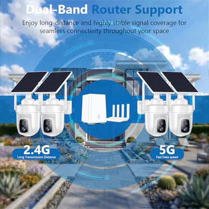 4K Security Cameras Wireless Outdoor with Local Storage Base,No Subscription Required,Solar-Powered,Home Security Cameras System with 360° Pan&Tilt,Auto Tracking,5G & 2.4G Router Compatible,1 Cam kit - size: 1 Cam kit