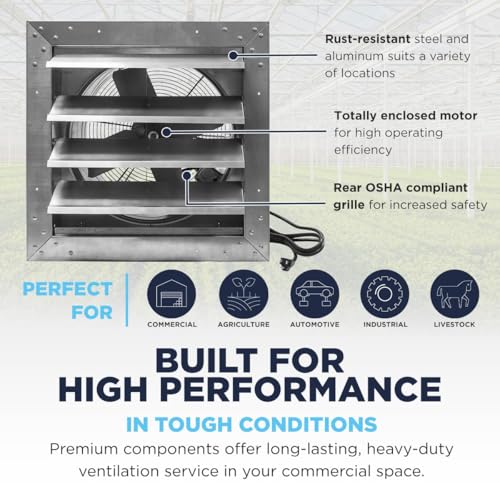 Maxx Air Exhaust Fan - Efficient and Durable Ventilation And Cooling Solution, Extraction Fan, No Cheap Materials (14" Exhaust Fan) - size: 14" Exhaust Fan