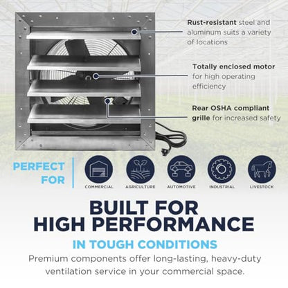 Maxx Air Exhaust Fan - Efficient and Durable Ventilation And Cooling Solution, Extraction Fan, No Cheap Materials (14" Exhaust Fan) - size: 14" Exhaust Fan