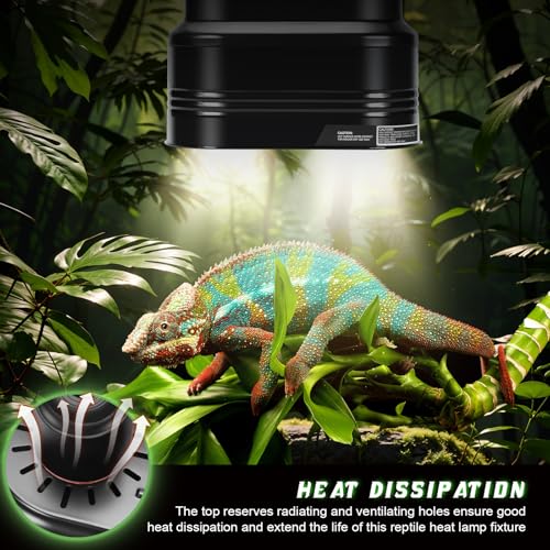 MECESOR Reptile Dual Light Fixture with Dimming Switch and Timer, Deep Dome Reptile Heat Lamp Fixture Double UVB Light Fixture, Double Dome Lamp Fixture for Basking Heat Bulb for Terrariums - style: Timer Switches