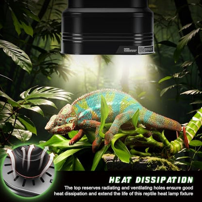 MECESOR Reptile Dual Light Fixture with Dimming Switch and Timer, Deep Dome Reptile Heat Lamp Fixture Double UVB Light Fixture, Double Dome Lamp Fixture for Basking Heat Bulb for Terrariums - style: Timer Switches