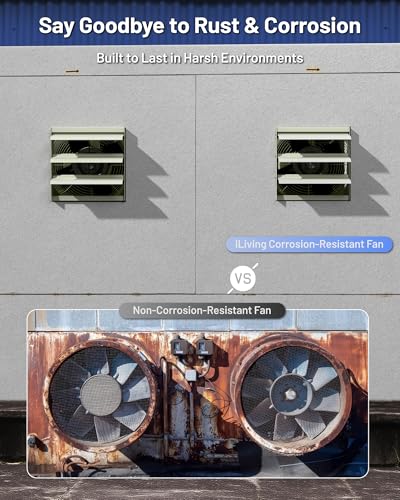 iLIVING 10-Inch Corrosion Resistance Shutter Exhaust Fan, Single Speed - style: Corrosion-Resistance, Single-Speed