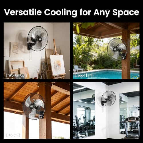 Xcity Wall Mount Fan 20", 3-Speed, Oscillating New Model | 4650 CFM, Heavy-duty Metal Blade , The New Model Features a More Powerful Motor and Has a Lifespan of 50,000 Hours. - size: 20'' Oscillating Pro