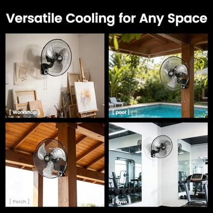 Xcity Wall Mount Fan 20", 3-Speed, Oscillating New Model | 4650 CFM, Heavy-duty Metal Blade , The New Model Features a More Powerful Motor and Has a Lifespan of 50,000 Hours. - size: 20'' Oscillating Pro