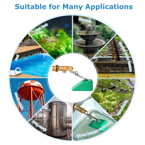 Brass Float Valve 3/4 Inch Water Float Valves with Adjustable Arm, Livestock Water Tank Float Valve Switch Brass Float Ball Valve Shut Off Pool Auto Fill Valve for Automatic Waterer - style: 3/4" Green