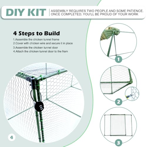 Heavy Duty Chicken Tunnel - 6-Section Portable Chicken Run with PVC Coated Wire Mesh & Steel Frame, Outdoor DIY Chicken Tunnel for Yard, Predator-Proof (1, 73 * 24 * 24 inches) - size: 73*24*24 inches