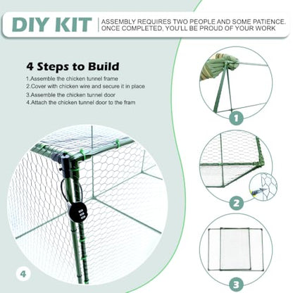 Heavy Duty Chicken Tunnel - 6-Section Portable Chicken Run with PVC Coated Wire Mesh & Steel Frame, Outdoor DIY Chicken Tunnel for Yard, Predator-Proof (1, 73 * 24 * 24 inches) - size: 73*24*24 inches
