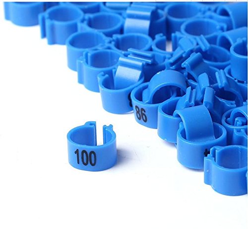 100pcs/lot Color Numbered Birds Duck Chicken Leg Bands 12mm Chicken Rings - color: blue