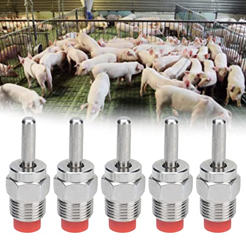 Automatic Pig Waterer, Water Saving Design with Stainless Steel Filter, Nipple Drinker for Pigs, Durable Rustproof Const
