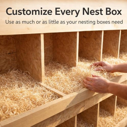 Cackle Hatchery Comfort Nests™ Chicken Nesting Kit – 2 lb Hand-Pulled Aspen Excelsior Bedding, 8 Chipboard Nest Liners & Wooden Nest Egg | Customizable Nest Box Bedding | Made in USA