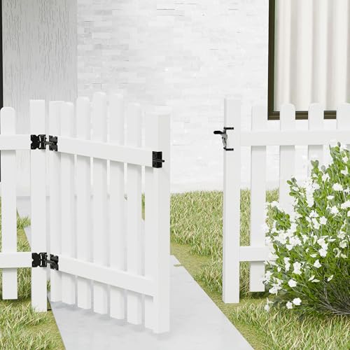 TRIPLE DEER Heavy Duty Self-Closing Gate Hinge and Self-Locking Latch Hardware Kit, Stainless Steel Automatic Gate Hardware Kit for Wooden/Vinyl/PVC Fence Gate with Screws and Adjuster Tool, 1 Pack