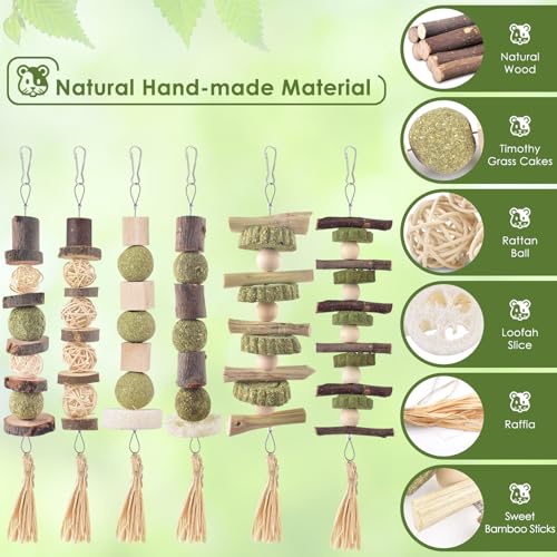 Bissap 6PCS Bunny Chew Toys, Natural Hanging Rabbit Chew Toy Treats for Guinea Pigs Hamsters Gerbils Chinchilla and Other Small Pets for Teeth Grinding - size: 6 PCS
