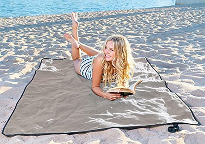 BRAWNTIDE Large Waterproof Outdoor Blanket, Extra Thick Fleece, Warm, Windproof & Sandproof, Quilted Stadium Blanket for Sports Events, Beach, Camping, Picnics, Dogs & Car, 82" x 55 - color: Black