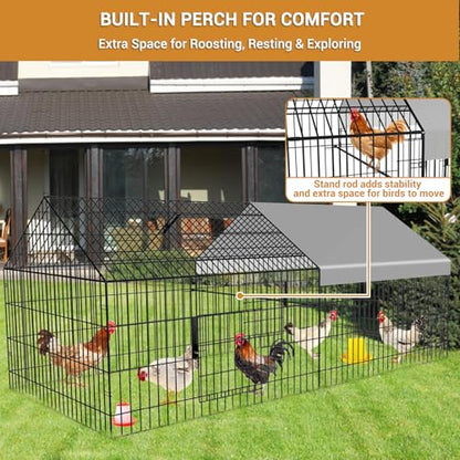 Chicken Coop 87"×40" Metal Portable Black Duck Coops Enclosure with Waterproof Cover Chickens Cage Runs for Yard Outdoor Backyard Farm Duck Pen Chicken Tractor for Rabbit, Dog, Cat,Small Animal