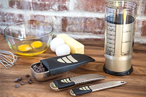 KitchenArt Baker’s Pro Adjust-A-Measure Set, 4-Piece, Satin | Adjustable Teaspoon, Tablespoon, 1/2 Cup Scoop & 2 Cup | All The Essentials For Baking & Cooking | Kitchen Gadgets & Gifts - size: 4-Piece Set