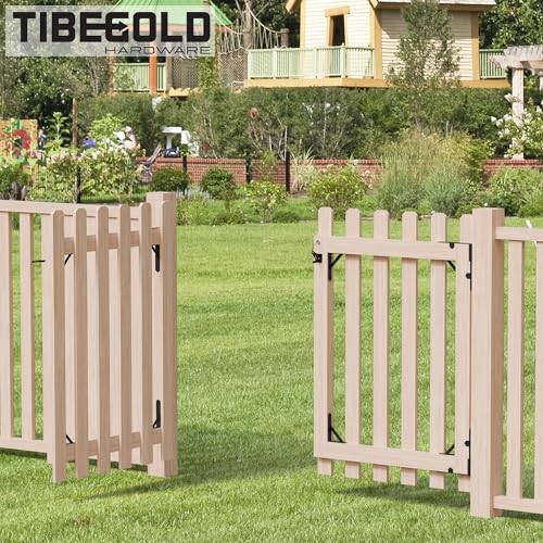 Anti Sag Gate Frame Kit, Heavy Duty Gate Corner Brace Brackets, Gate Hardware Kit with Self-Locking Gate Latch for Outdoor Wooden Fences, Driveway Gates, Shed Doors, Corral, Black, 1 Set