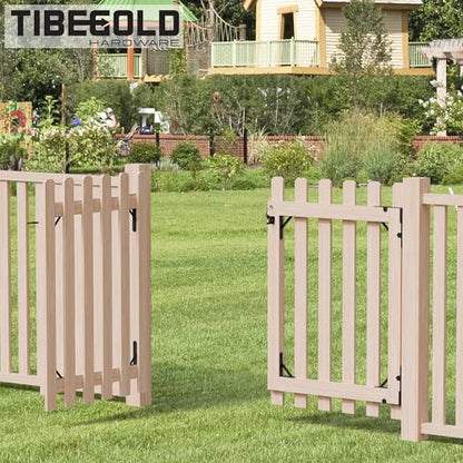 Anti Sag Gate Frame Kit, Heavy Duty Gate Corner Brace Brackets, Gate Hardware Kit with Self-Locking Gate Latch for Outdoor Wooden Fences, Driveway Gates, Shed Doors, Corral, Black, 1 Set