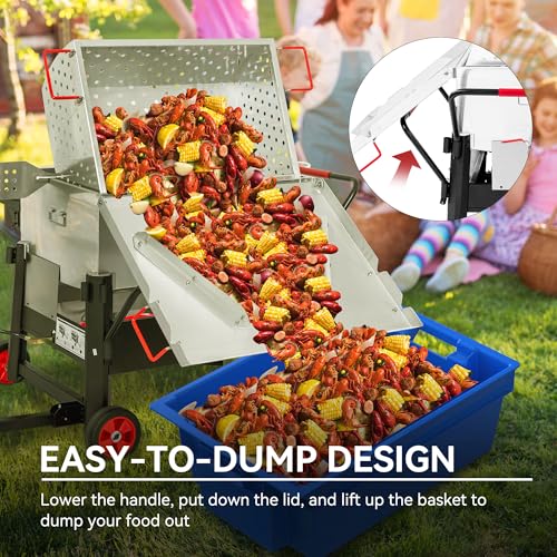 Creole Feast CFB2001 150 QT Crawfish Boiler, Outdoor Double Sack Propane Gas Crawfish Cooker with Foldable Cylinder Mounting Bracket and Stirring Paddle for Seafood & Crawfish Season, Black - size: 150 quart