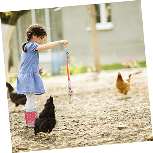 LIOOBO 1Pc Hens Mirror with Bells Chicken Mirror Toy Hanging Rooster Mirror for Birds Acrylic and Wood Fun Cage Decoration for Chickens and Pets