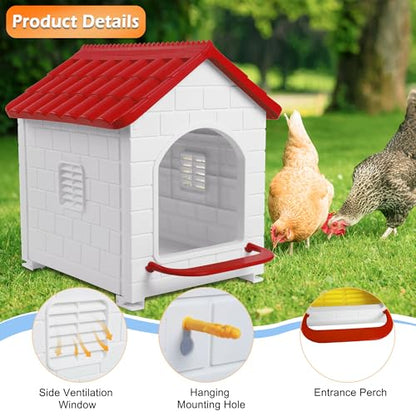 Nesting Boxes for Chicken, Plastic Single Compartment Chicken Nesting Box for Laying Eggs for Hens, Ducks and Poultry - Red - color: Red