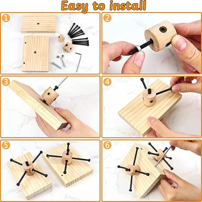 Mouse Rat Enrichment Toys, Rat Foraging Toy, Rat Toys for Pet Rats in Cage, Guinea Pig Treats Feeder, Food Dispenser for Rodents Mouse Syrian Hamster Gerbil Bunny, Puzzle Accessories (S, Wood)